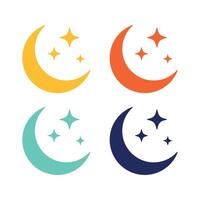 Moon With Stars Multiple Colours vector