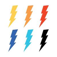 Lightning Bolts Set Multiple Colours vector