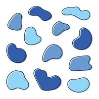 Filled Outline Blue Blobs vector