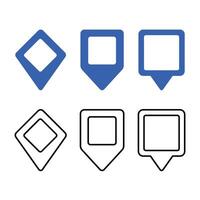 Rectangle Shape Location Pins Set vector