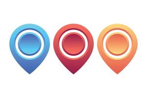 Location Pins Gradient Style Set Of Three vector