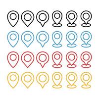 Location Pins Outline Style Multiple Colours vector