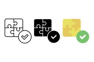 Puzzle With Check Mark Set vector