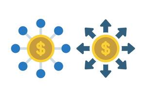 Money Network Flat Style Set Of Two vector