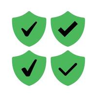 Shield Check Marks Set Green vector