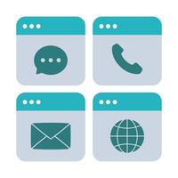 Contact Us Webpages Set Flat vector