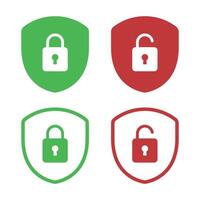 Padlock Shields Simple Set vector