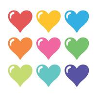 Hearts Set Multiple Colours Flat Style vector