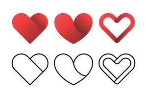 Heart Logo Shapes Gradient And Outline vector