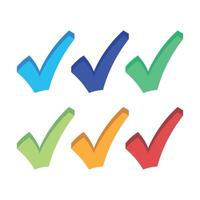 3D Check Marks Set Flat Style vector
