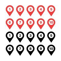Location Pins Numbers Set vector