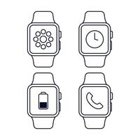 Smart Watch Multiple Faces Lineal vector