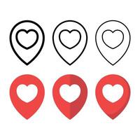 Heart Location Pins Set vector