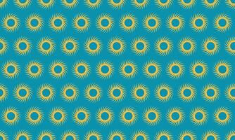 Vibrant teal background adorned with a repeating pattern of sunburst motifs. Ideal for textiles, website backgrounds, or any project needing a cheerful, energetic design. vector