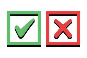3D Check And Cross Boxes vector