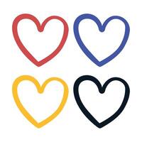 Heart Doodle Multiple Colours Set vector