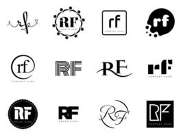 RF logo company template. Letter r and f logotype. Set different classic serif lettering and modern bold text with design elements. Initial font typography. vector
