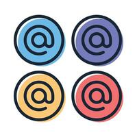 At Sign Circles Offset Colours Set vector
