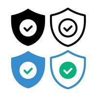 Shield With Check Mark Set vector