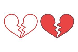 Broken Heart Line And Filled Line vector