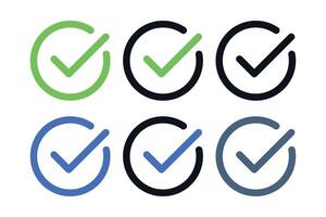 Check Mark Split Circles Set vector