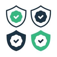 Shield With Check Mark Stamp Set vector