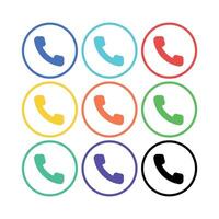 Phone Circles Outline Set vector