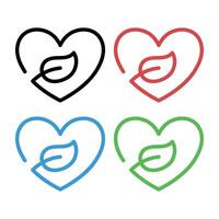 Heart And Leaf Outline Set vector