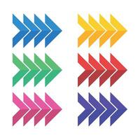 Chevron Point Arrows Multiple Colours Set vector