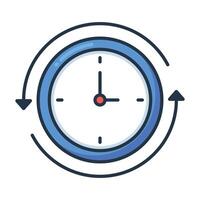 Clock Timer With Cycle Arrows Cartoon Style vector