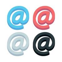 3D At Sign Set vector