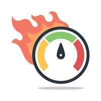 Performance Meter On Fire Flat Style vector