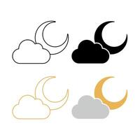 Cloud With Moon Set vector