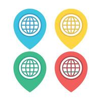 Location Pins With Internet Symbol Set vector