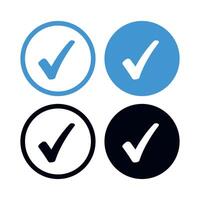 Blue Check Marks Circles Set vector