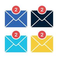 Email Glyph Style Multiple Colours Set vector