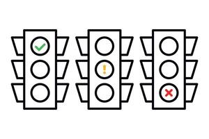 Traffic Lights Set Outline Style vector
