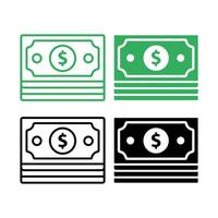 Dollar Bill Stack Multiple Styles Set vector
