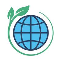 Globe Grid With Leaf Cycle vector