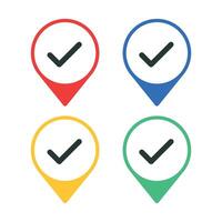Check Mark Location Pins Set vector