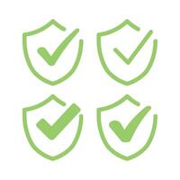 Shield Check Mark Split Style Set vector