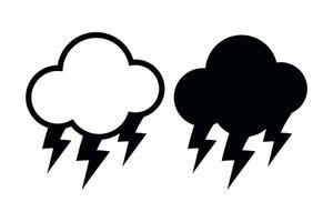 Lightning Bolt And Cloud Outline And Black vector