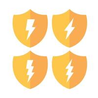 Lightning Bolts Shields Set Flat Style vector