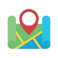 Roll Map With Location Pin Flat Colours vector