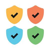 Shield Check Mark Multiple Colours Set vector