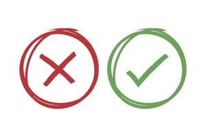 Check And Cross Hand Drawn Style vector