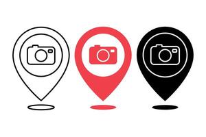Camera Location Pin Multiple Styles vector