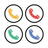 Phone Circles Set Multiple Colours Outline vector