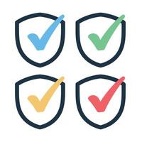 Shields With Checkmarks Set vector