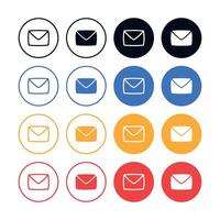 Rounded Envelope Multiple Styles Circles Set vector